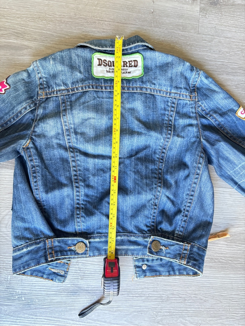 DSQUARED2 Kids Blue Denim Jacket with Neon Patch Trim